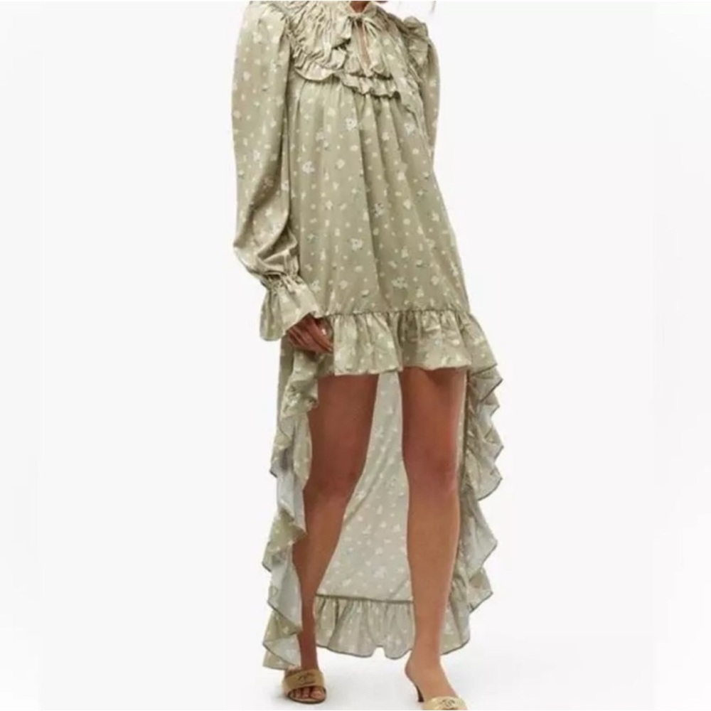 WeWoreWhat Elegant Green Floral Dress